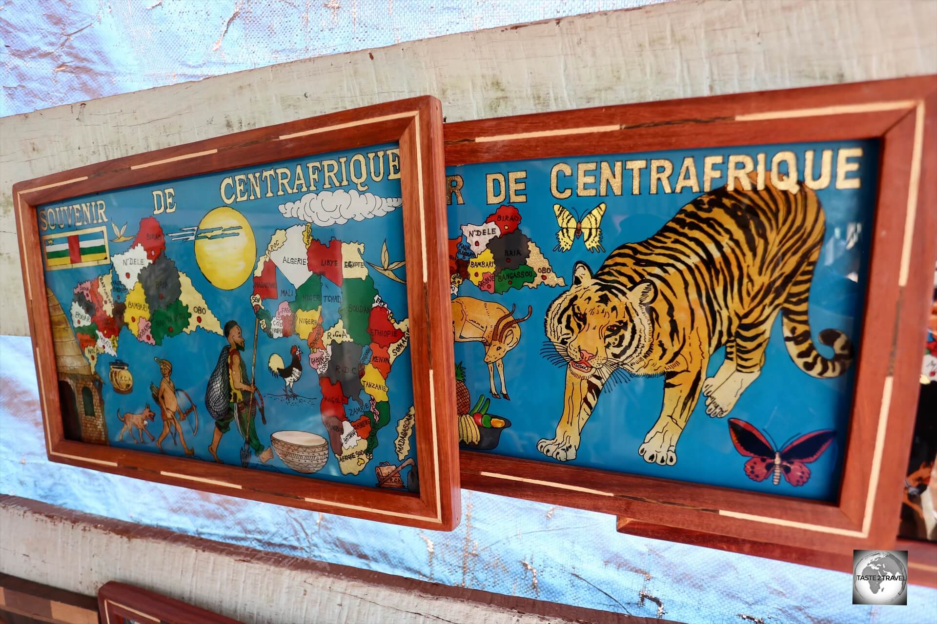 Souvenirs for sale at the Centre Artisanal in Bangui.