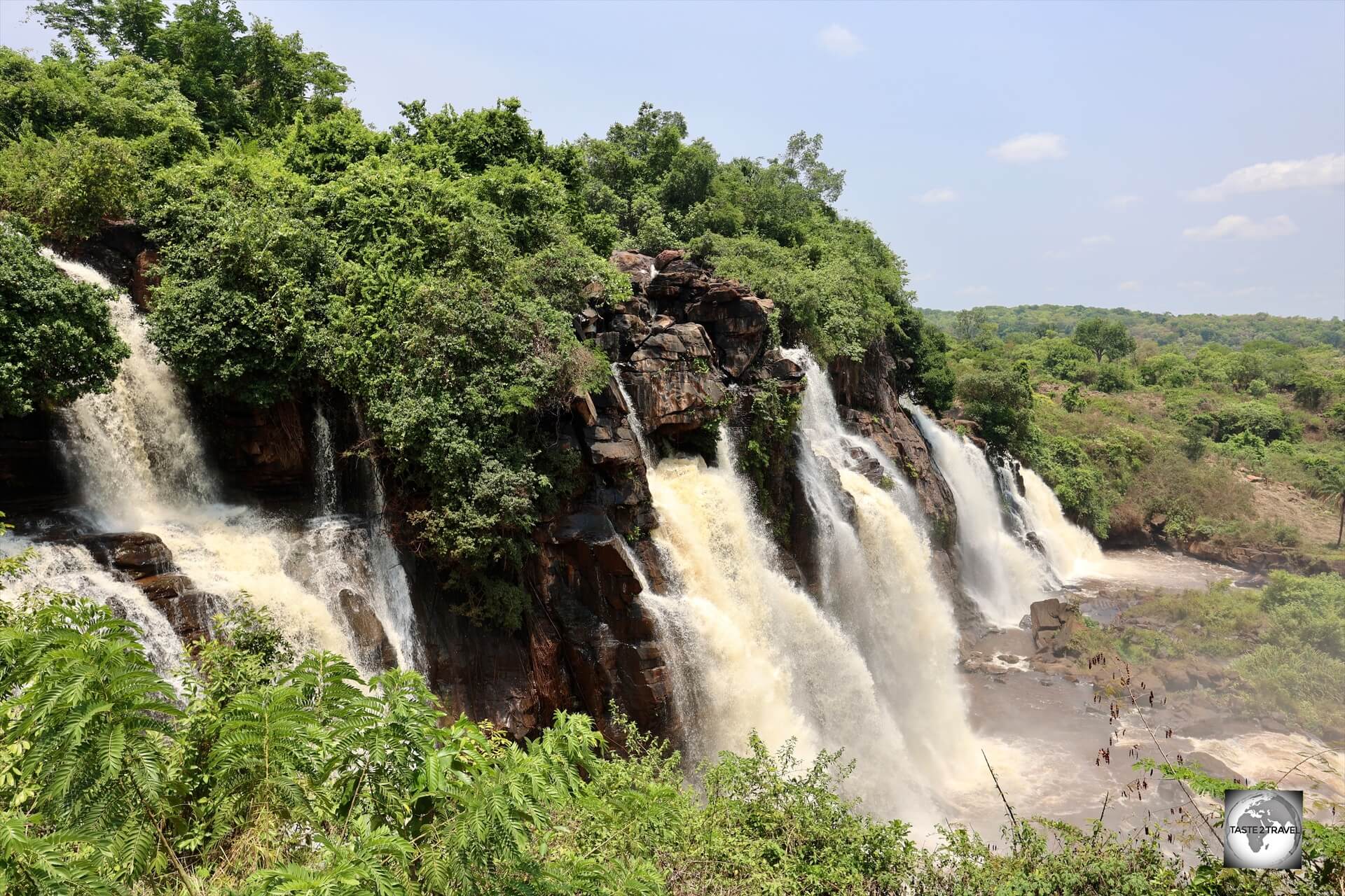 The Chutes de Boali (Boali Falls) are located on the Mbali River, with a drop of about 50 metres (164 ft).