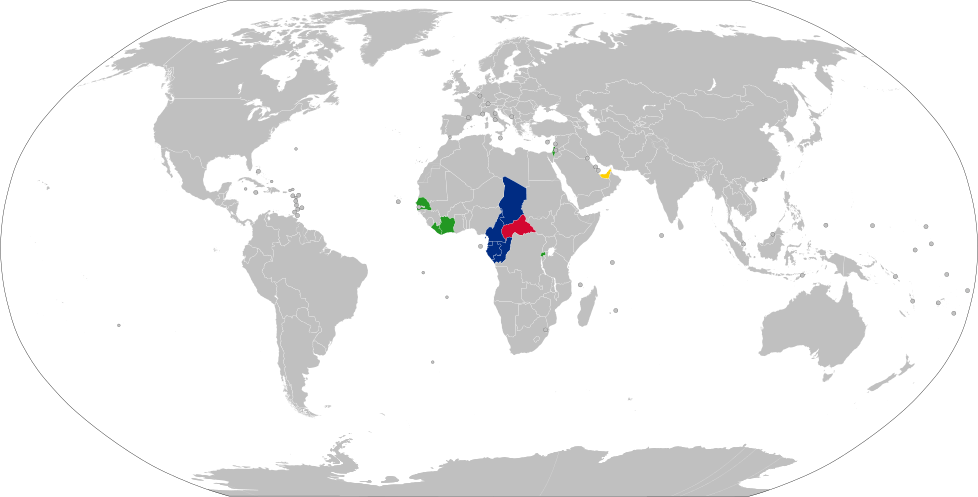 The Visa Policy Map of the Central African Republic with countries in grey needing a visa. 