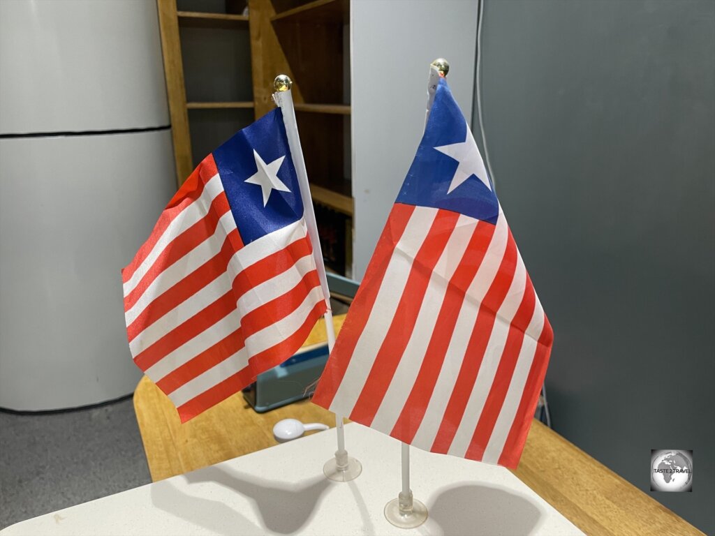 The design of the flag of Liberia is heavily influenced by the flag of the United States.