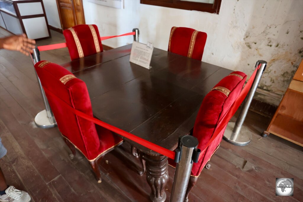 On display at the Liberian National Museum is this 250-year-old dining table which was given as a gift from Queen Victoria to Liberia's first President, Joseph Jenkins Roberts.