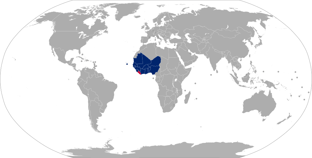 The Visa Policy Map for Liberia with countries highlighted in grey needing a visa.
