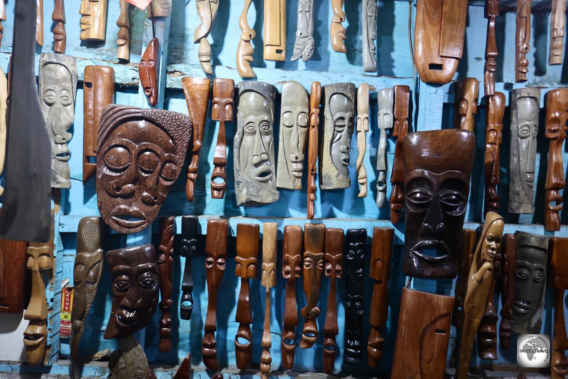 Sleek, slender and beautifully carved, there is no shortage of traditional masks for sale in the craft markets in Brazzaville.