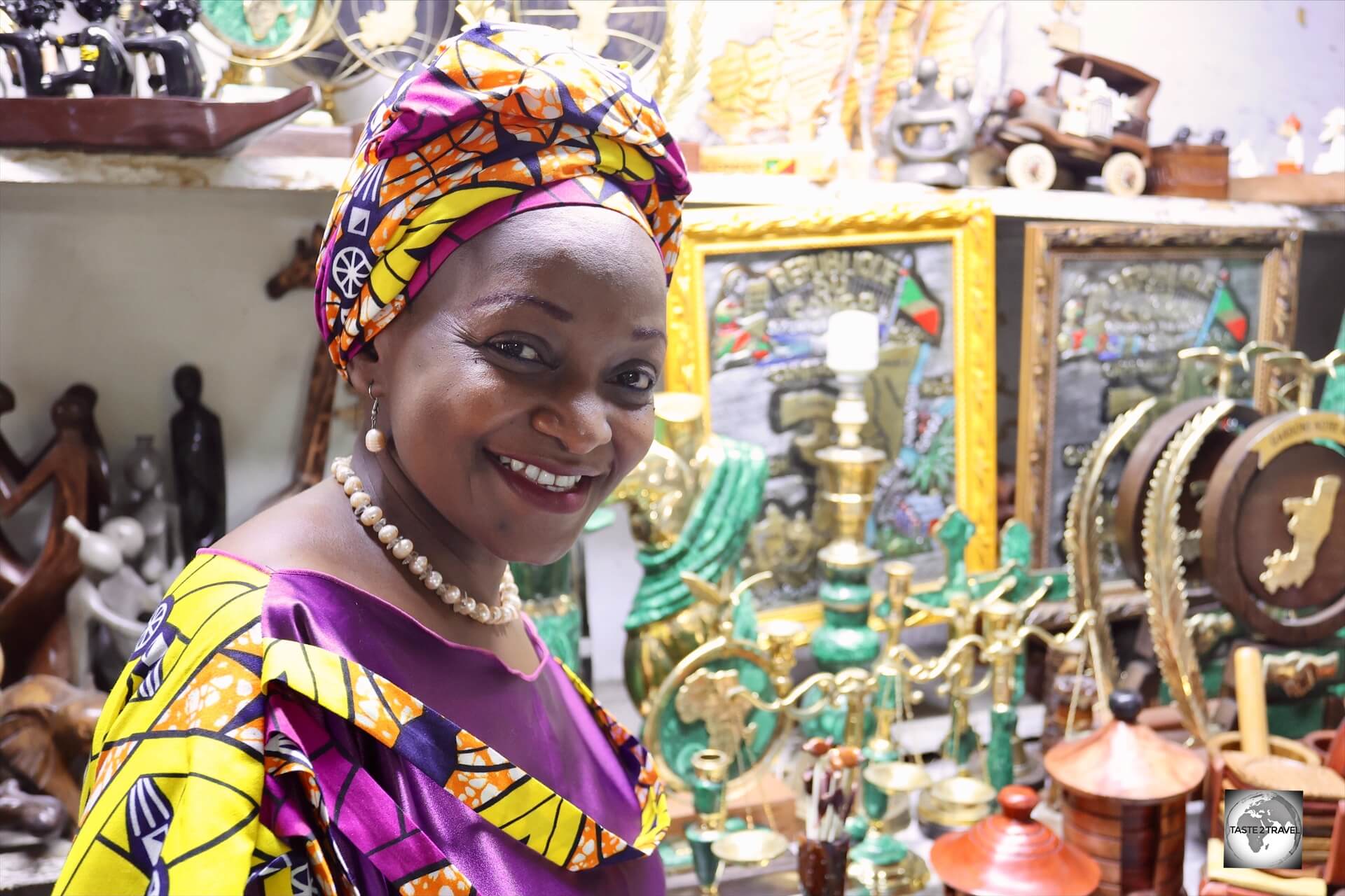 A Congolese artisan at a craft market in Brazzaville.