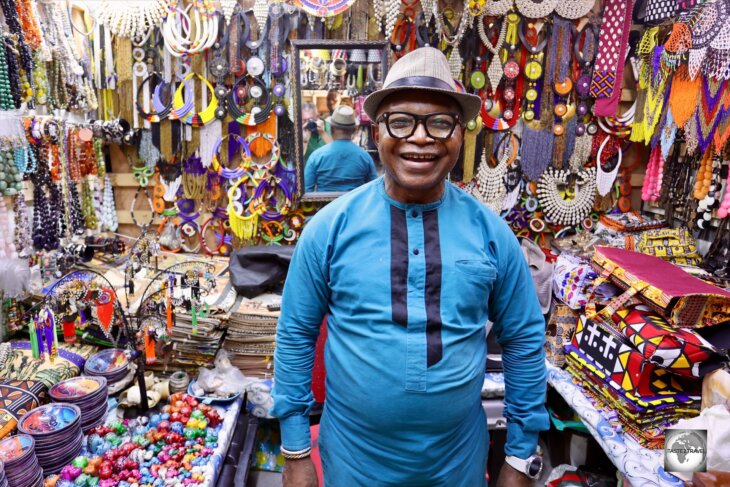 A Congolese artisan at a craft market in Brazzaville.
