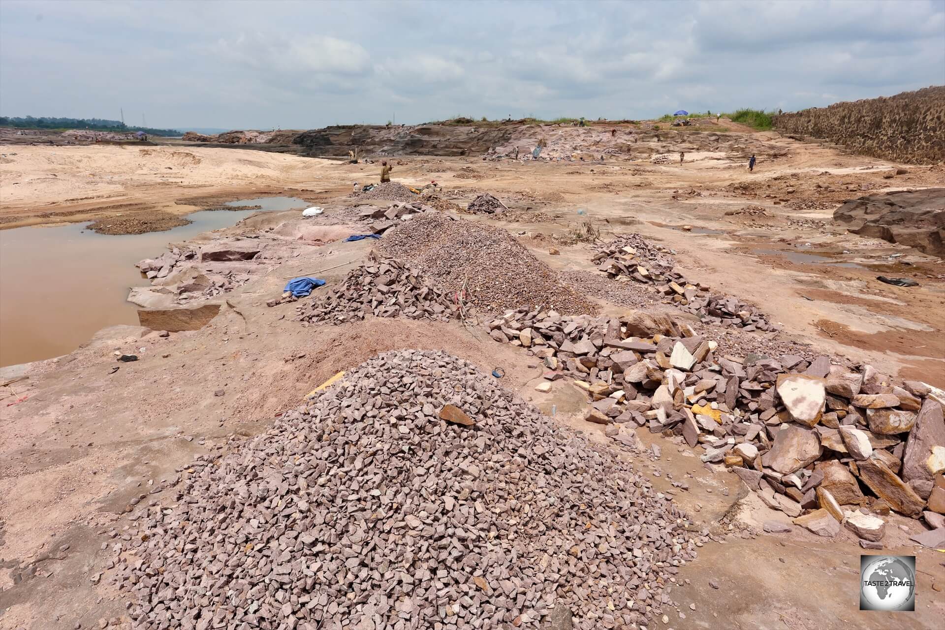 The pink sandstone is broken down into small pieces which are then used in the construction and landscaping industries.
