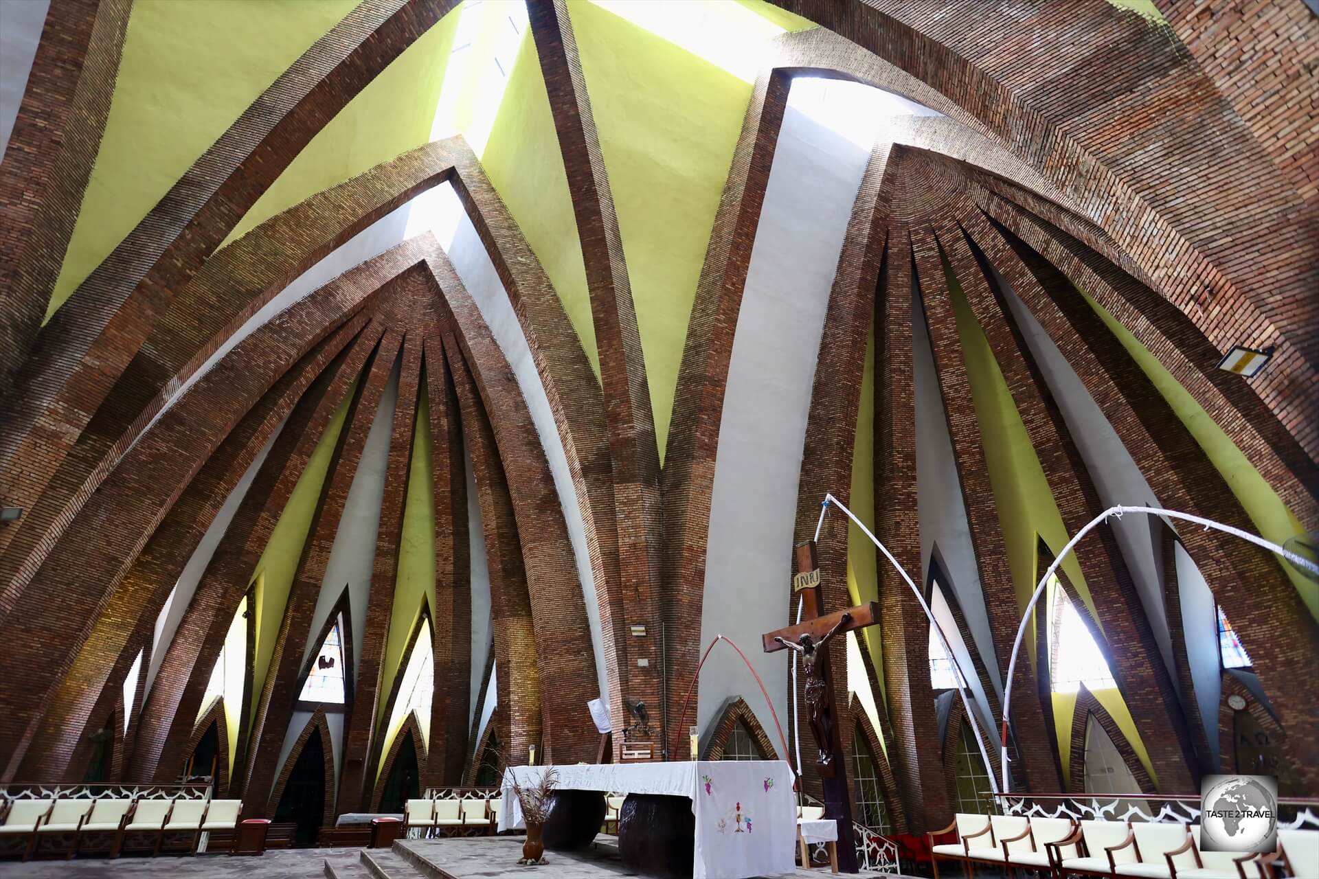 A view of the nave of Sainte-Anne of the Congo Basilica.