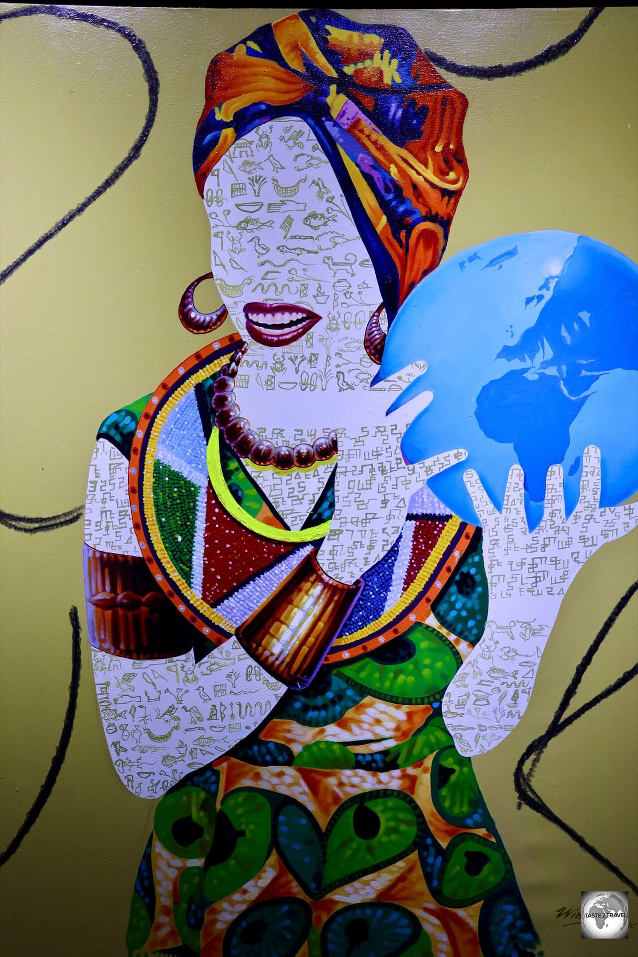 One of many contemporary paintings which are available for purchase from the Brazza-Art-Galerie in Brazzaville.