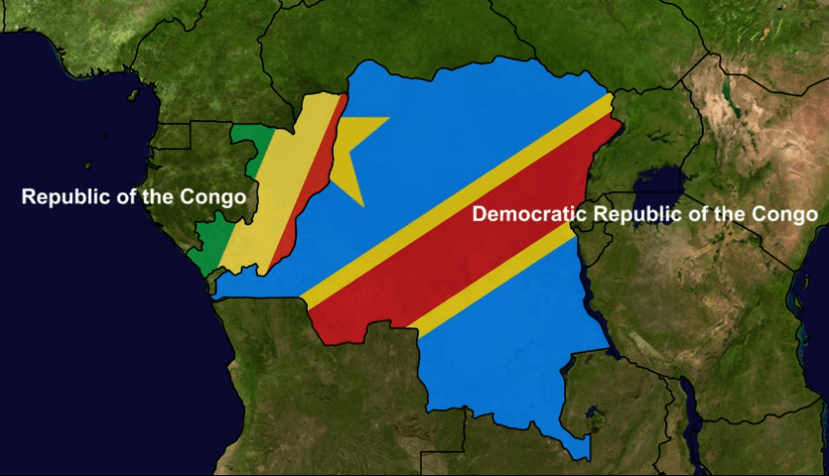 A graphic showing a map of the DRC and the Republic of the Congo. 