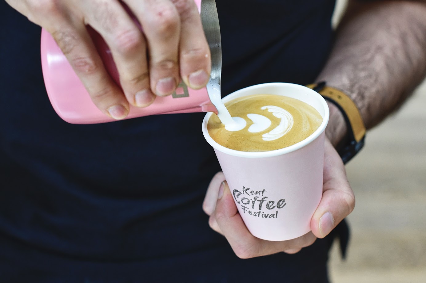 Barista doing latte art