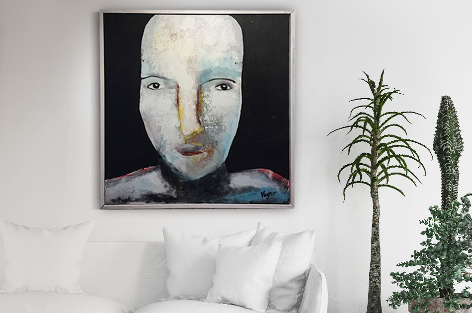 abstrakt stora tavlor ansikte akryl konst Tomas Vagner