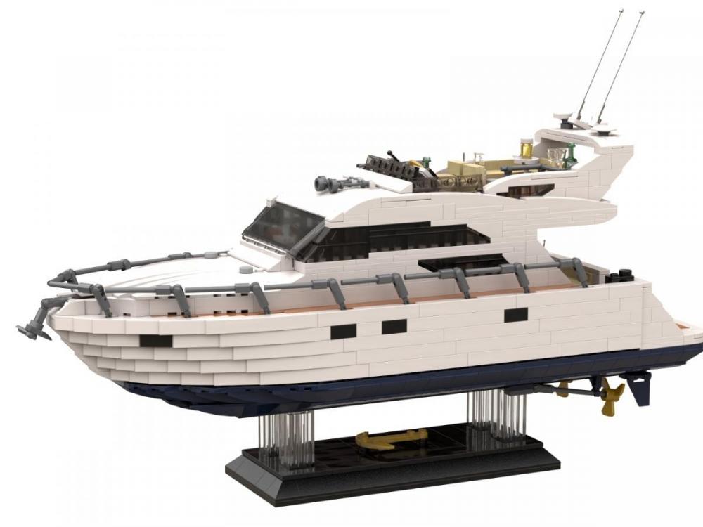 Jacht motorowy, nowoczesny czarter z klocków kompatybilnych z LEGO