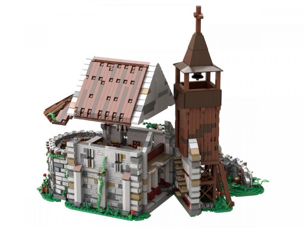 Stary kościół średniowieczny z klocków kompatybilnych z LEGO