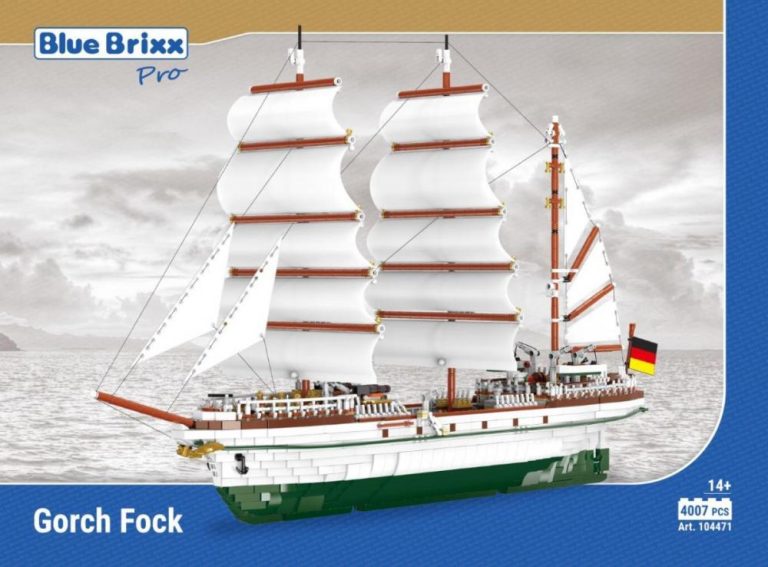 Żaglowiec szkolny „Gorch Fock” trzymasztowy statek z klocków kompatybilnych z LEGO