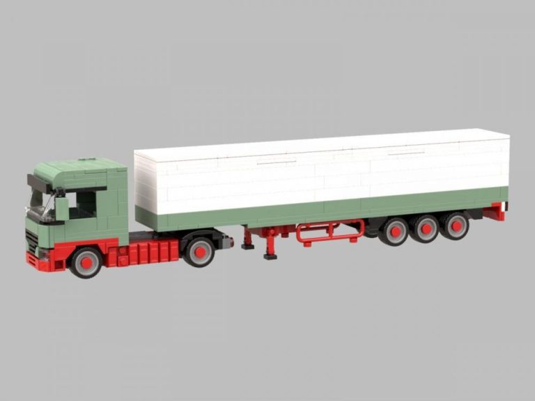 Ciężarówka z długą naczepą z klocków kompatybilnych z LEGO