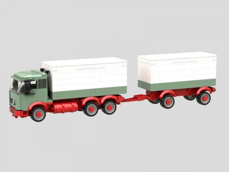 Ciężarówka z krótką naczepą z klocków kompatybilnych z LEGO