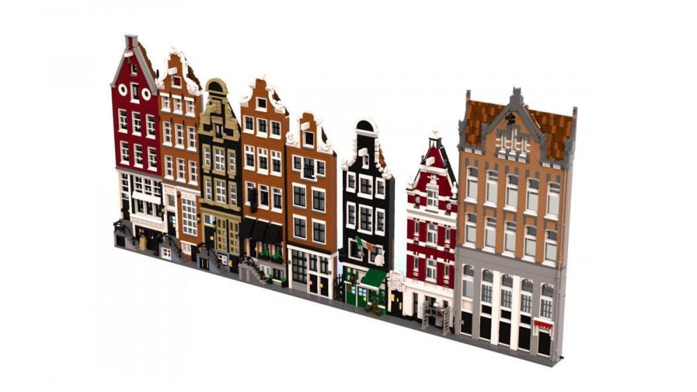 Holenderski dom fasada Amstel 5 z klocków pasujących do LEGO