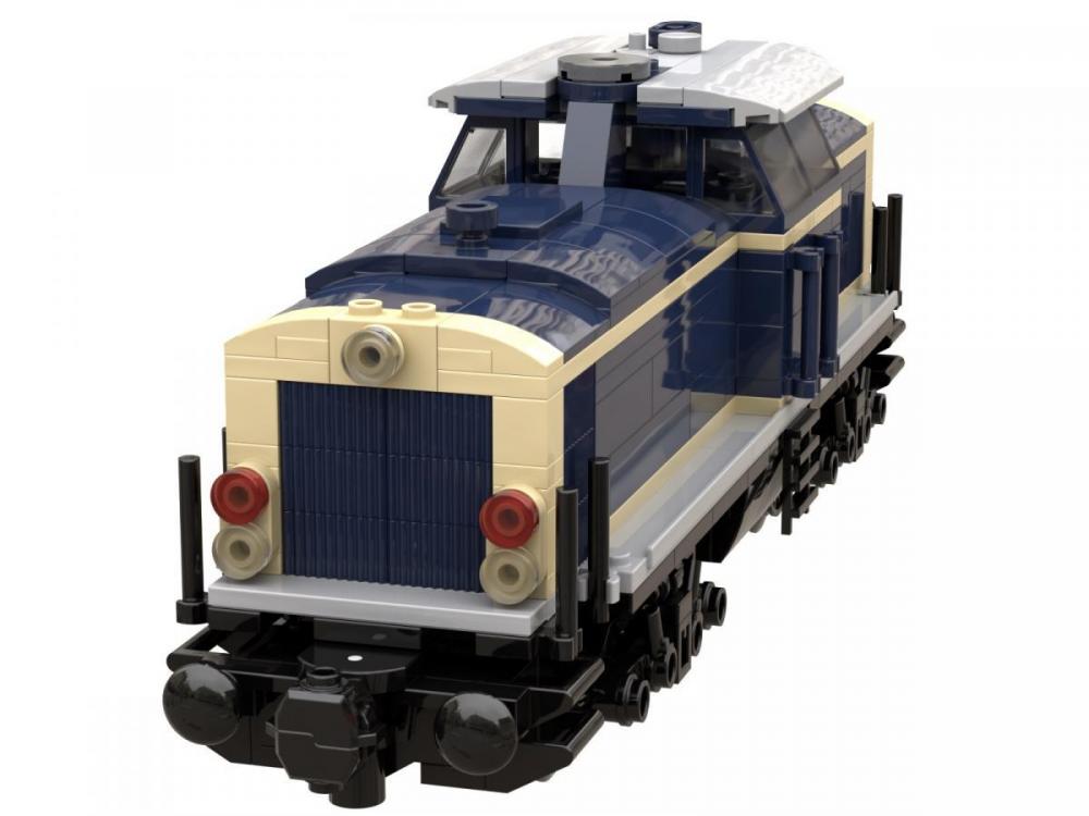 Lokomotywa V100 ciemnoniebieska 8W – pociąg kompatybilny z LEGO