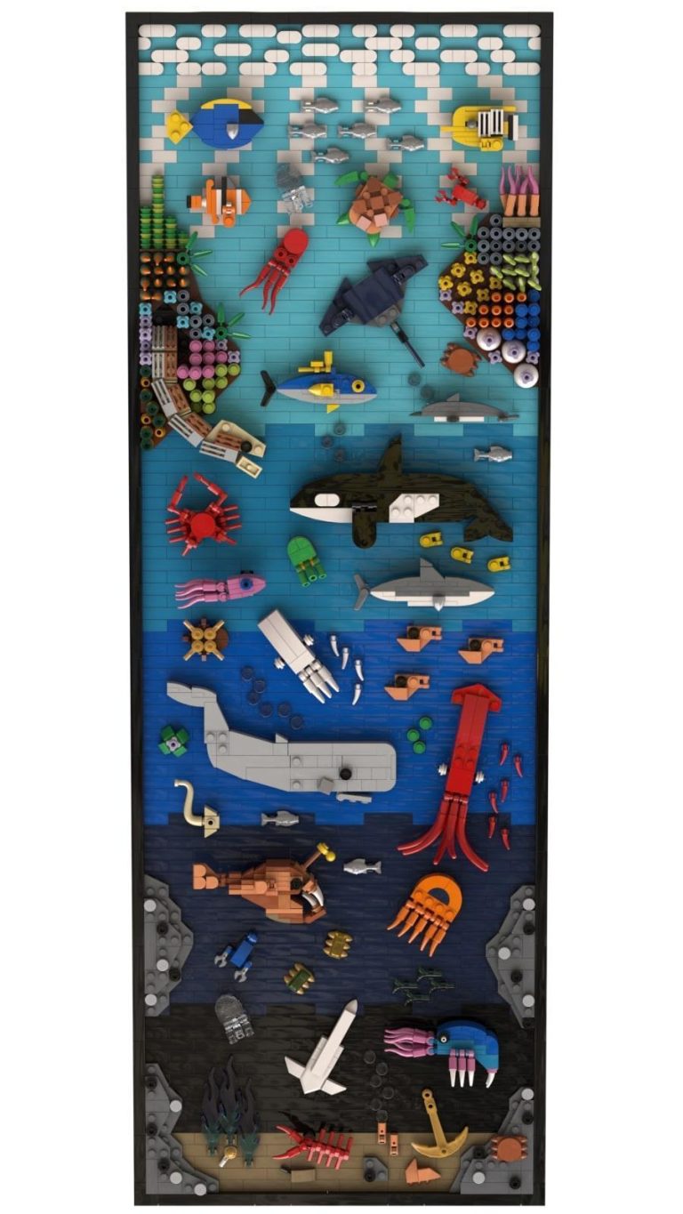 Obraz 3D Życie w oceanie na ścianę z klocków kompatybilnych z LEGO