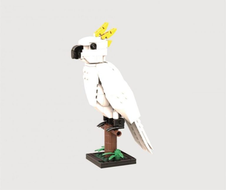 Papuga Kakadu – model papugi z klocków kompatybilnych z LEGO