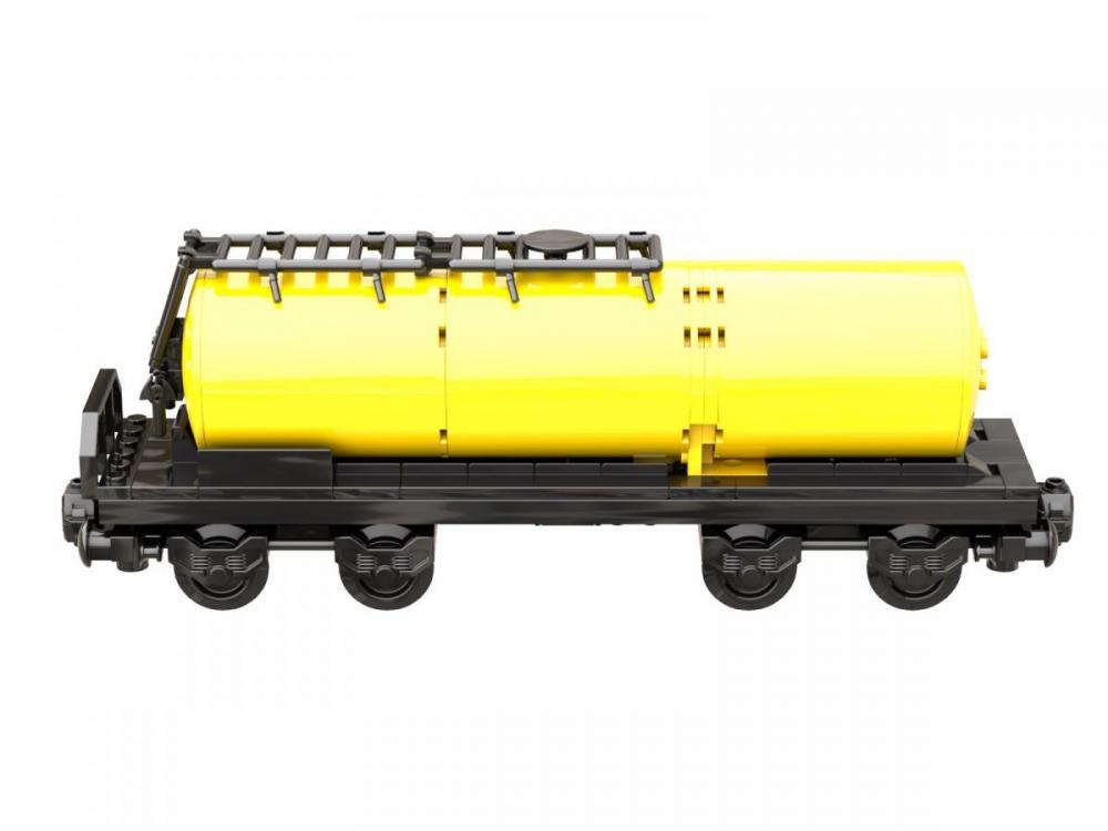 Wagon towarowy cysterna kolejowa żółta z klocków pasujących do LEGO