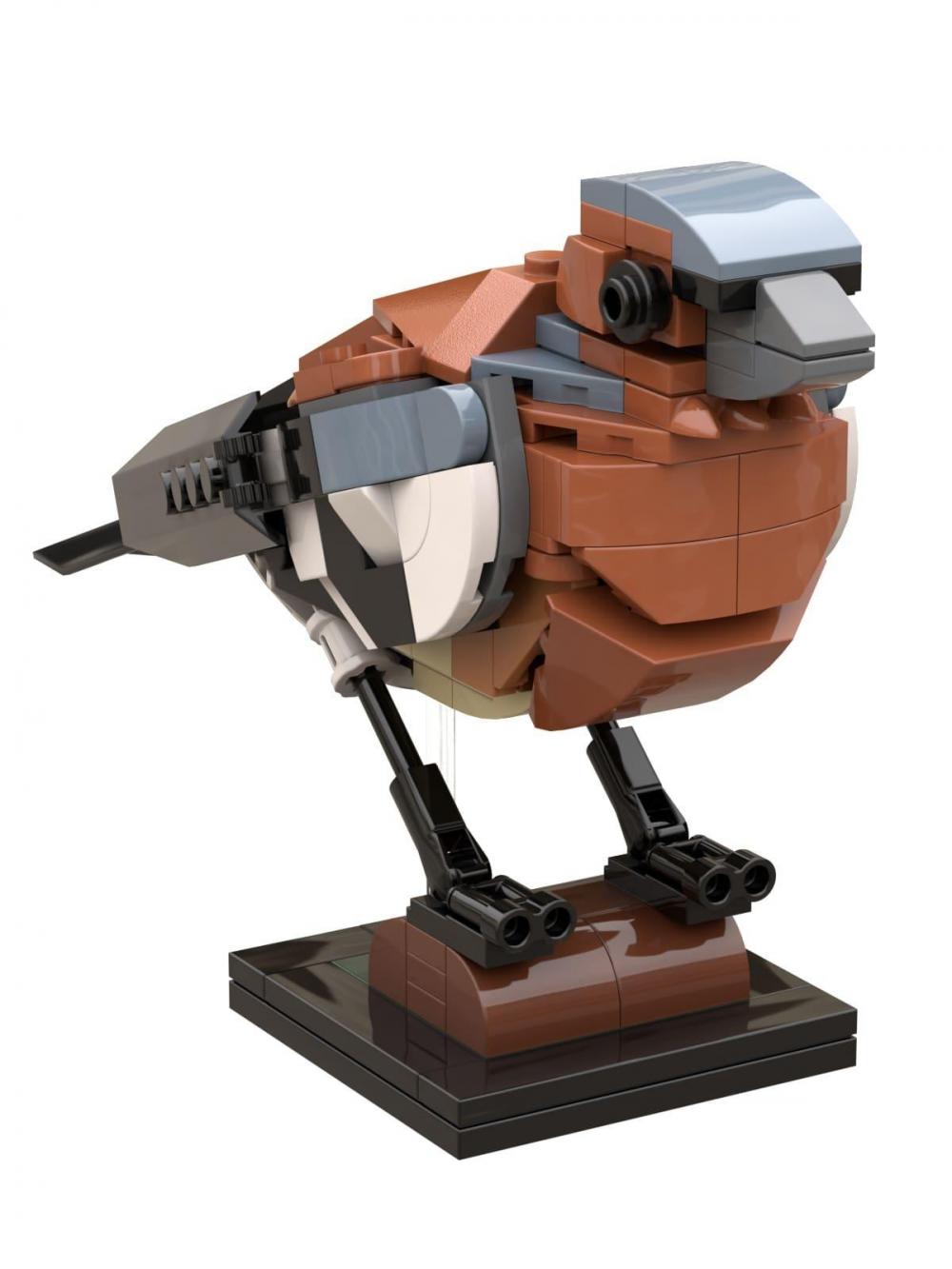 Zięba zwyczajna ptak z klocków kompatybilnych z LEGO