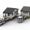 2 ciężarówki transportujące 2 domy wraz meblami – zamiennik LEGO