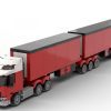 Czerwona ciężarówka z 2 przyczepami – klocki kompatybilne z LEGO