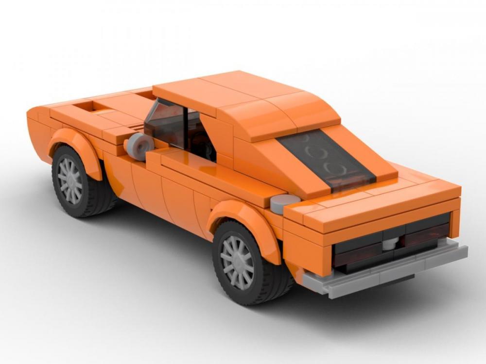Mały pomarańczowy amerykański muscle car – zamiennik LEGO