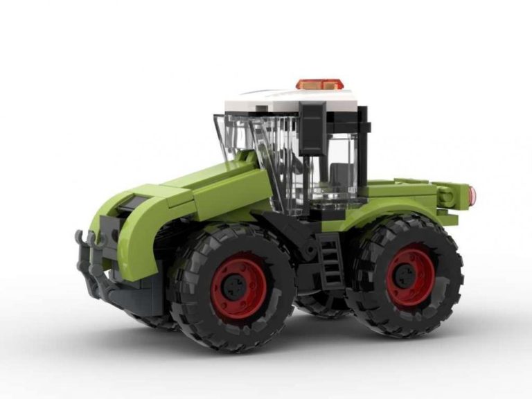 Zielony traktor BlueBrixx z klocków kompatybilnych z LEGO