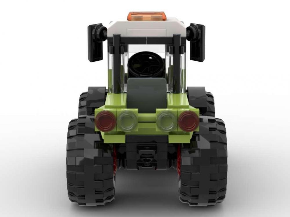 Zielony traktor BlueBrixx z klocków kompatybilnych z LEGO