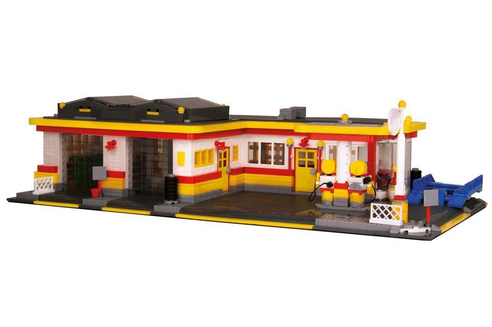Stacja benzynowa w stylu Shell BlueBrixx – zamiennik LEGO