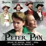 Peter Pan ett familjeäventyr för hela familjen. Teater som spelas på Bristol i Sundbyberg
