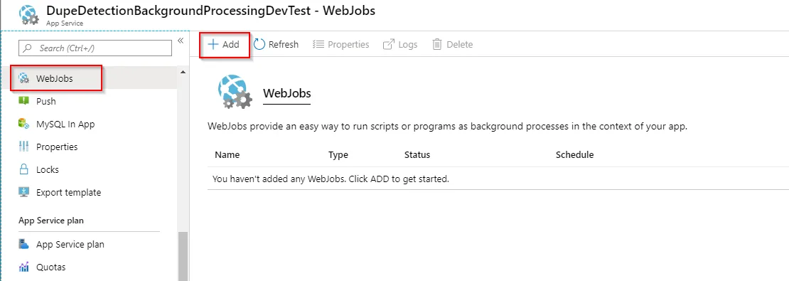 WebJobs, Add