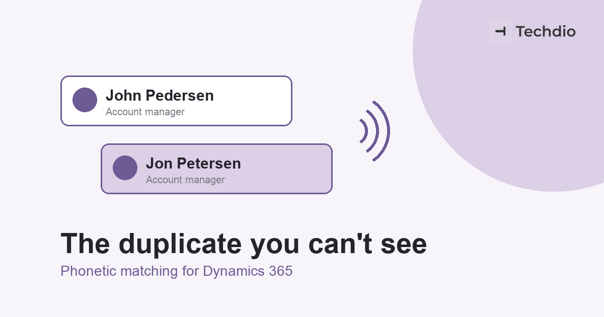 Two contact cards for John Pedersen and Jon Petersen showing a phonetic duplicate in Dynamics 365