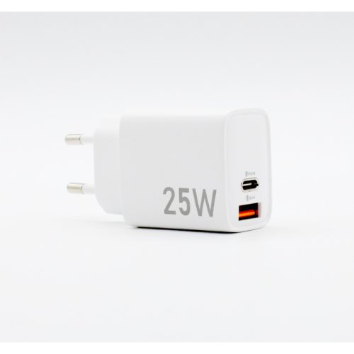 Vægoplader 25W Hvid USB-C og USB-A