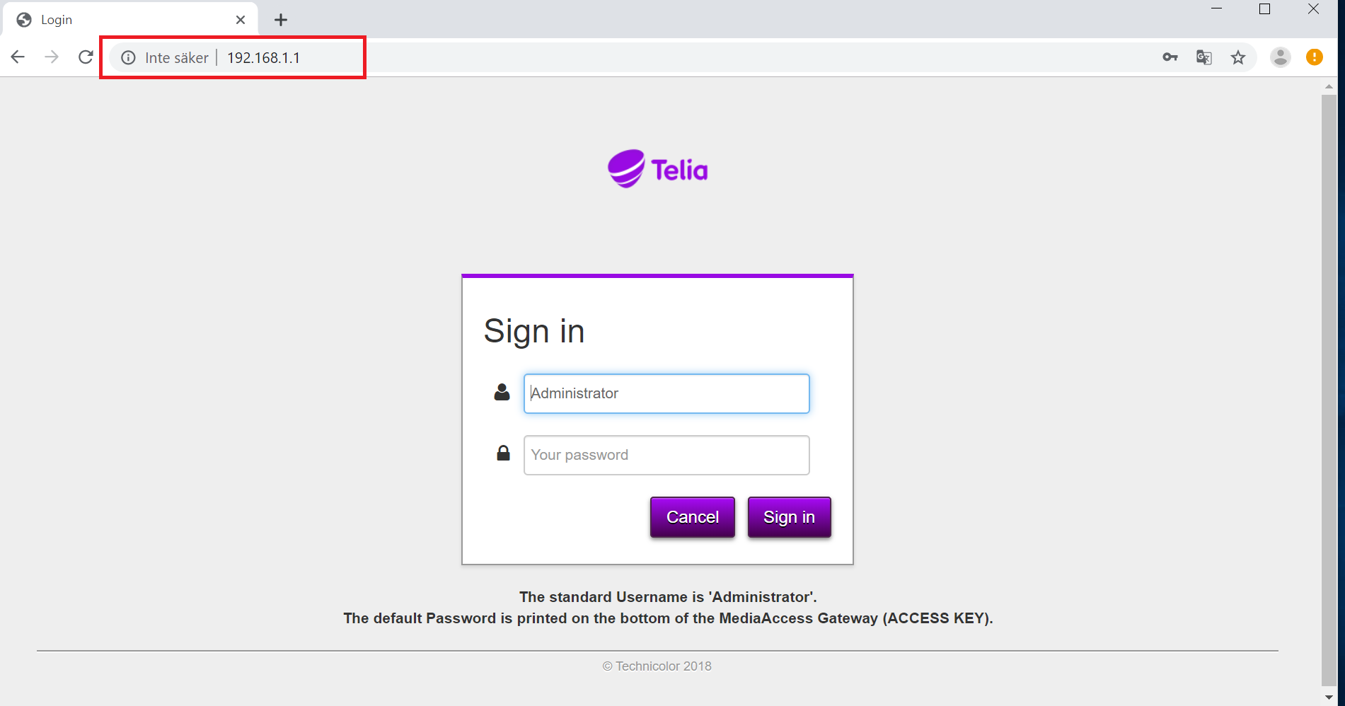 Hur du byter namn och lösenord på wifi, Technicolor TG799 (telia/comhem  mfl) – Techfixarna