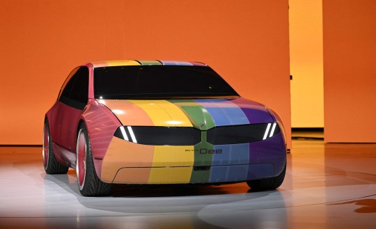 The color changing car BMW i Vision Dee prototype is shown during the Consumer Electronics Show (CES) on January 4, 2023 in Las Vegas, Nevada. (Photo by Patrick T. Fallon / AFP) (Photo by PATRICK T. FALLON/AFP via Getty Images)