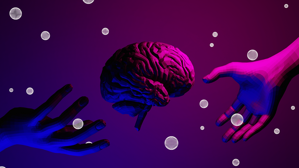 An illustration of two hands and a brain.