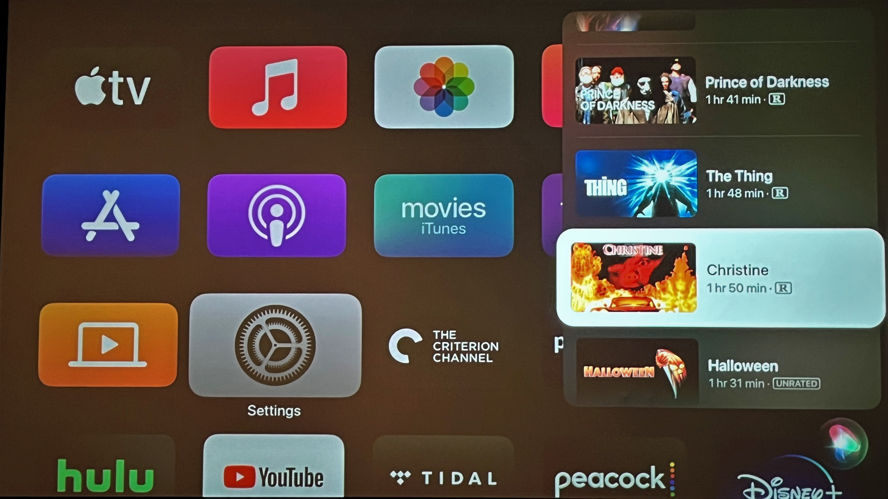 Apple TV 4K (2022) Siri search onscreen results