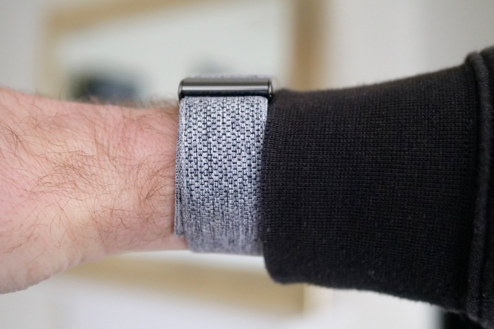 The side of the Whoop 4.0 on a person's wrist.