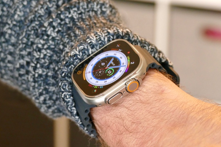 The Apple Watch Ultra's side and Digital Crown,