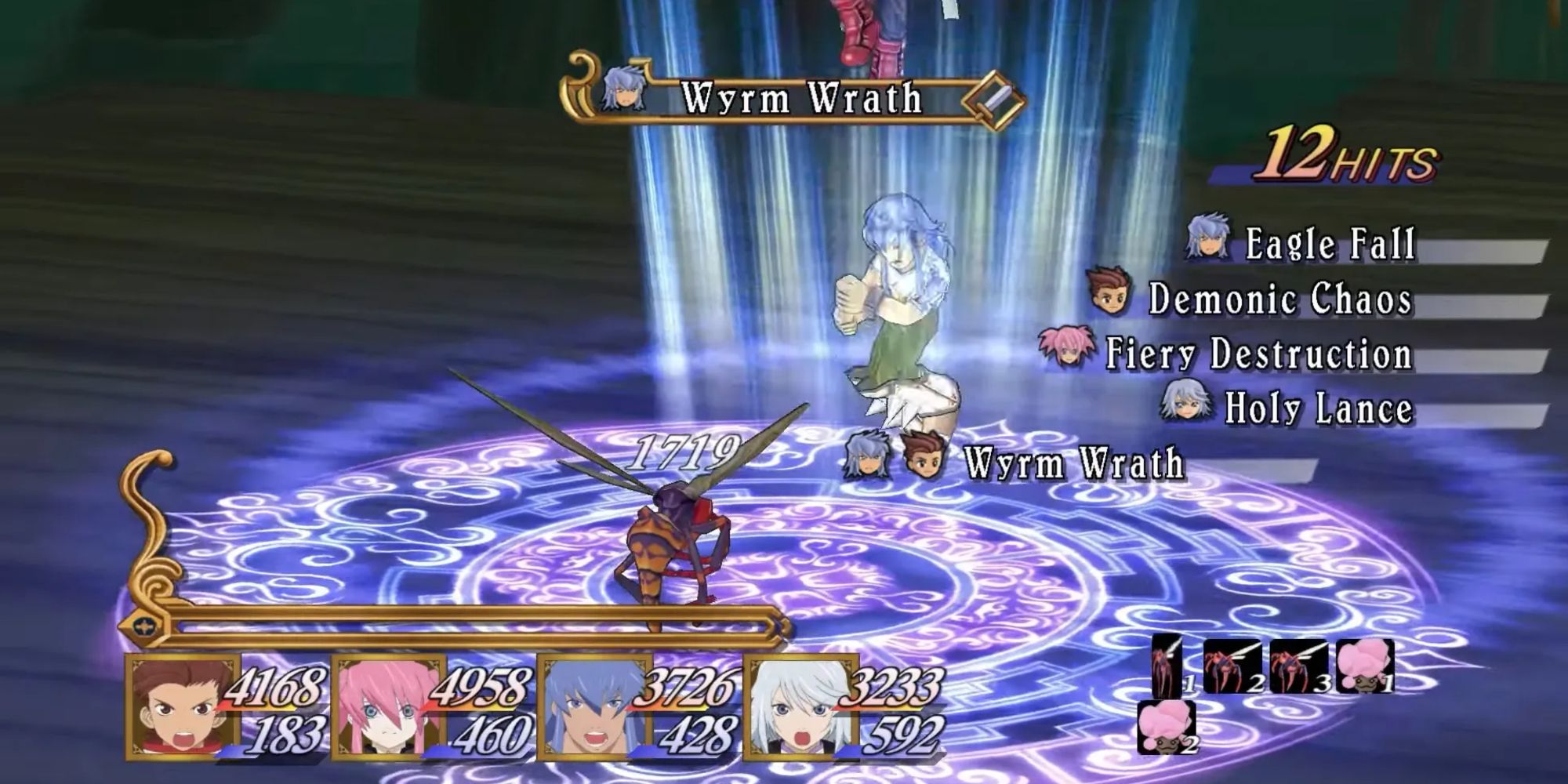 An image showcasing the Casting Legend of recently used Tech and Spells in Tales of Symphonia Remastered