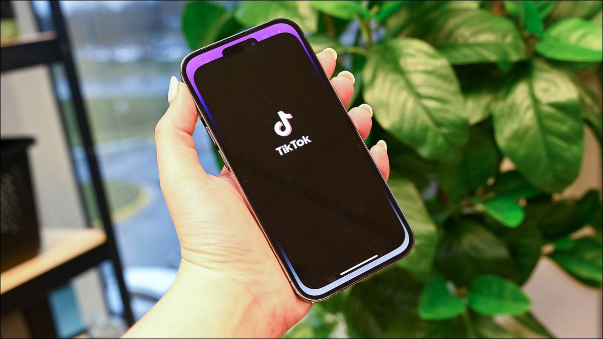Person holding an iPhone with TikTok open.