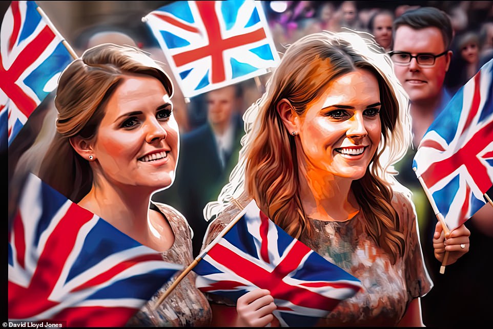 Familiar pairing? Crowds cheer as two royals walk to Westminster Abbey for the King's coronation... but who are they?