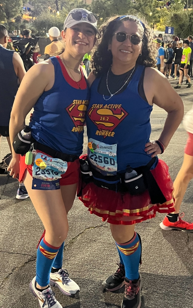 Virginia and Ana Marquez, a mother and daughter pair, ran their third marathon together to celebrate Virginia's 50th birthday on Sunday, March 19 at the LA Marathon. Photo: Kristy Hutchings