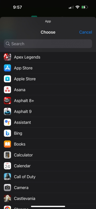 App picker for Siri Shortcuts