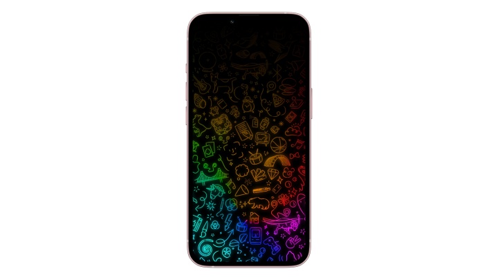 Apple Take Note event wallpaper in an iPhone 13 mockup