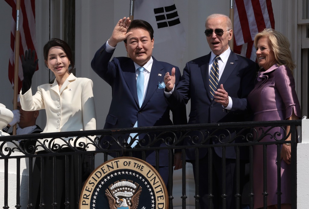 South Korean President Yoon Suk Yeol with President Biden on Wednesday.