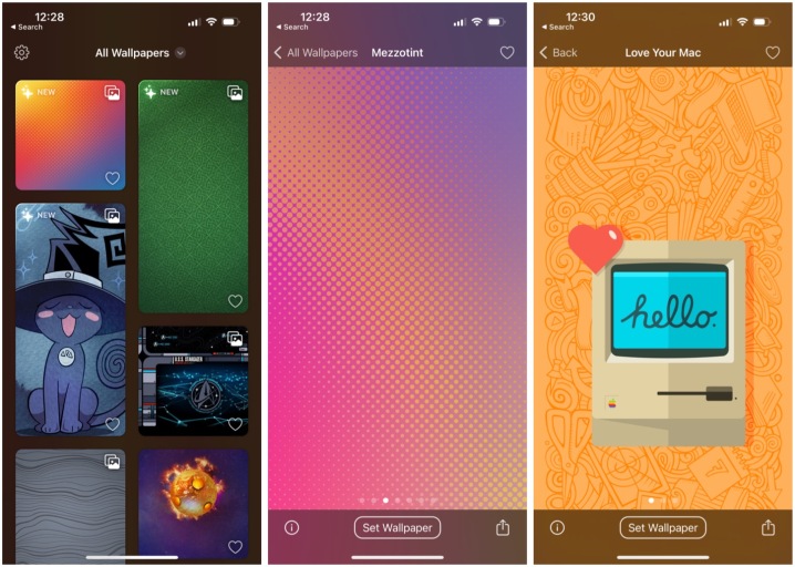 Screenshots of the Wallaroo app from the Iconfactory